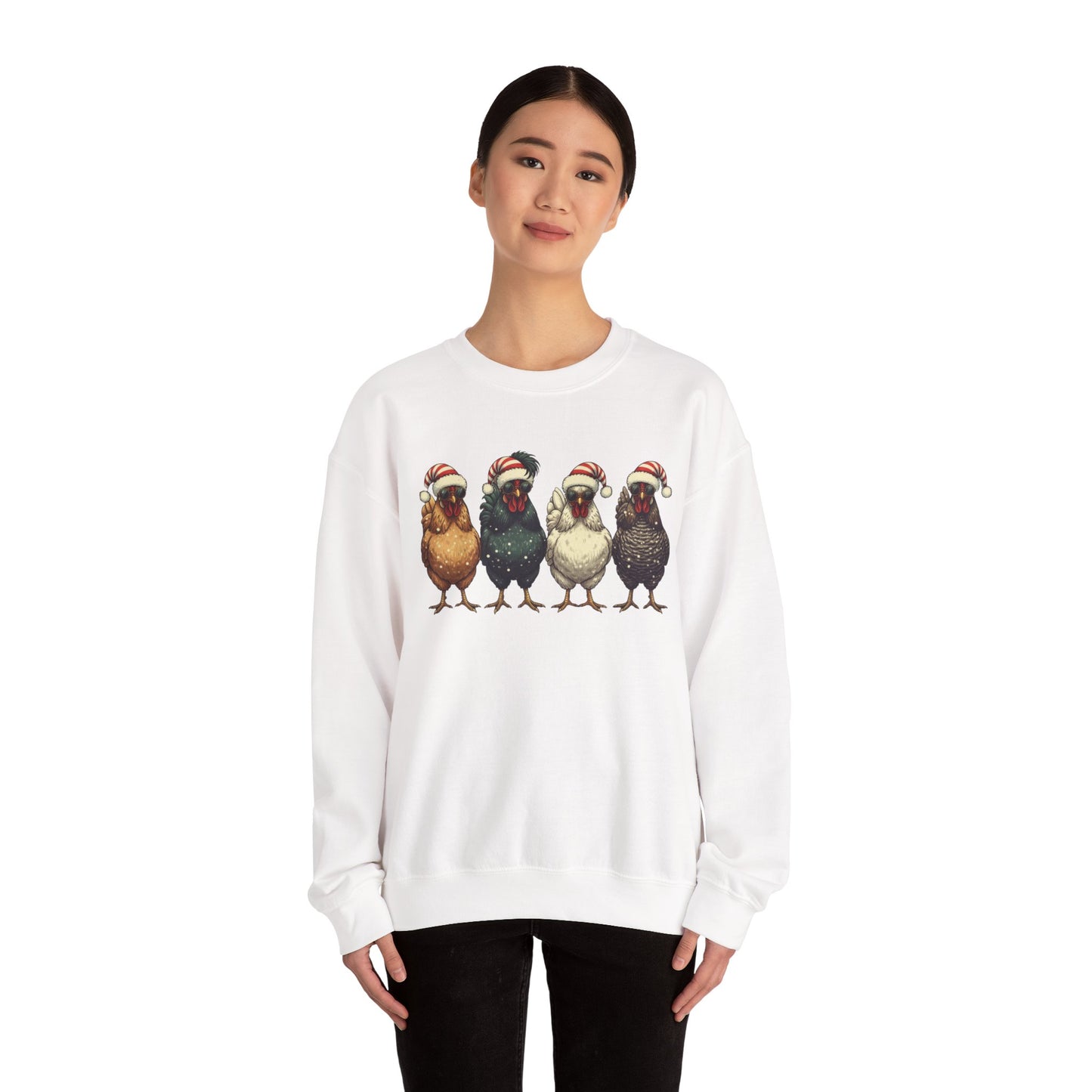Festive Chicken Crewneck Sweatshirt | Holiday Sweatshirt, Christmas Gift, Unisex Pullover, Cozy Apparel, Animal Lover Sweater
