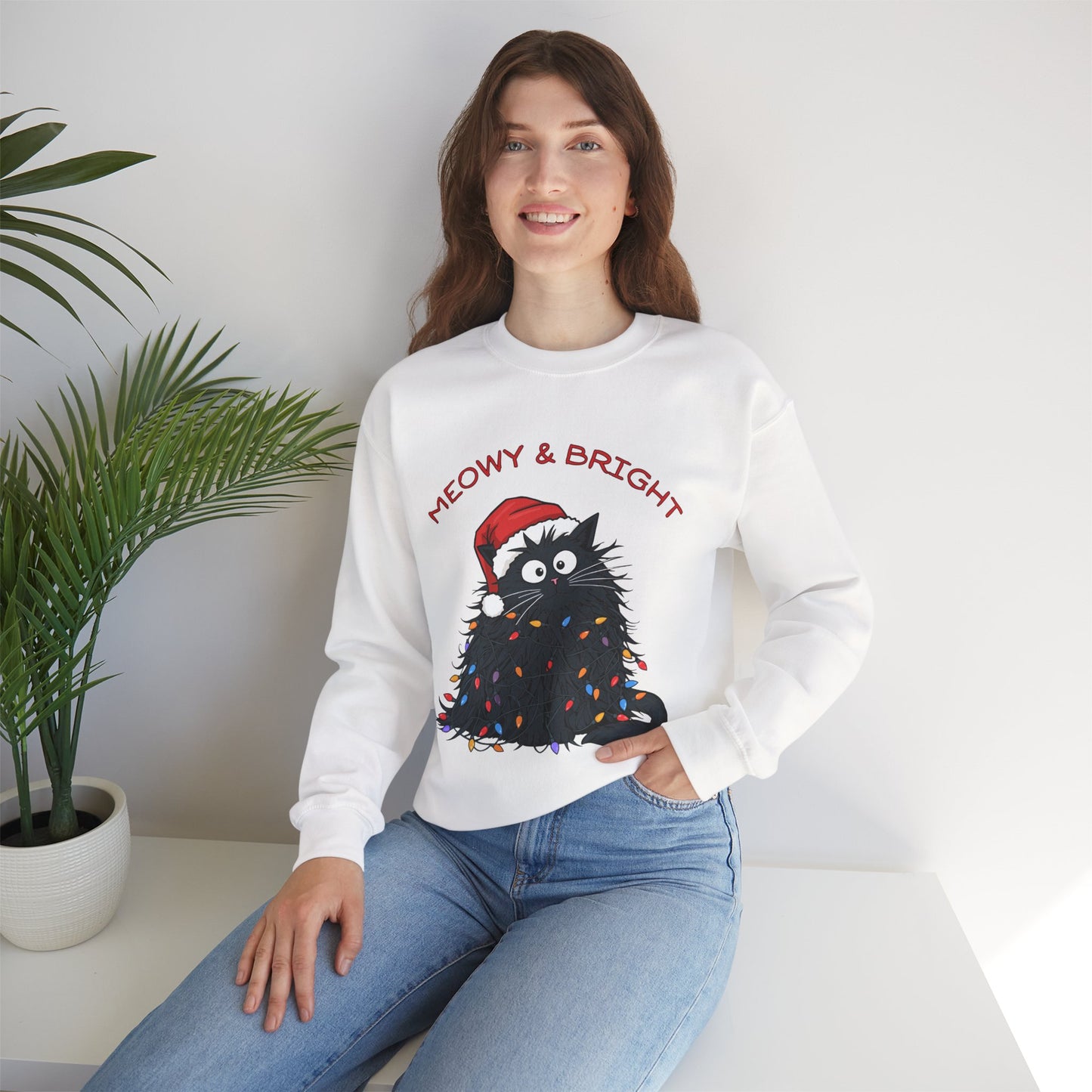 Meowy & Bright Cat Sweatshirt for Cozy Holidays, Unisex Crewneck Pullover, Festive Feline Sweater, Cute Gift for Cat Lovers, Ideal for [...]