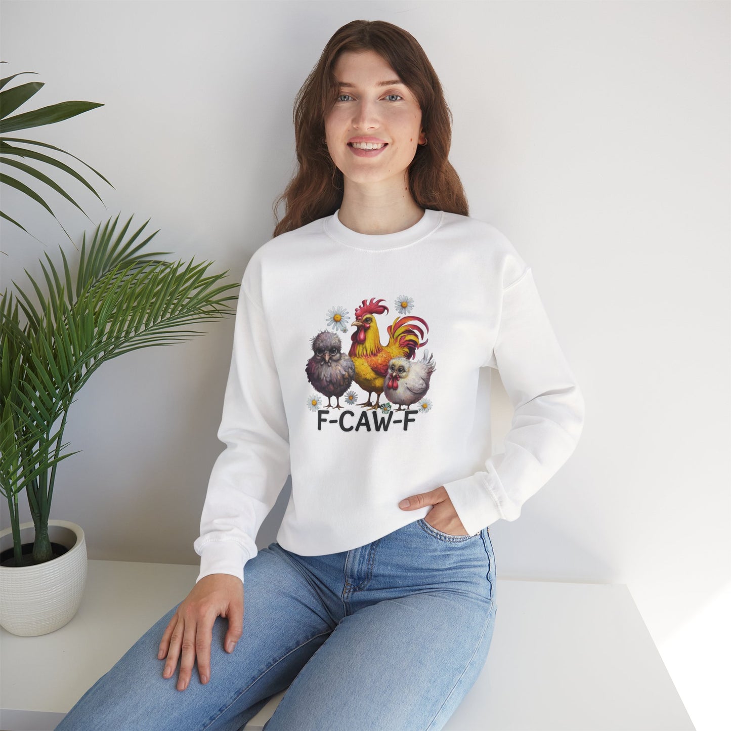 Funny Chicken Trio Sweatshirt "F-Caw-F" Crewneck Sweatshirt