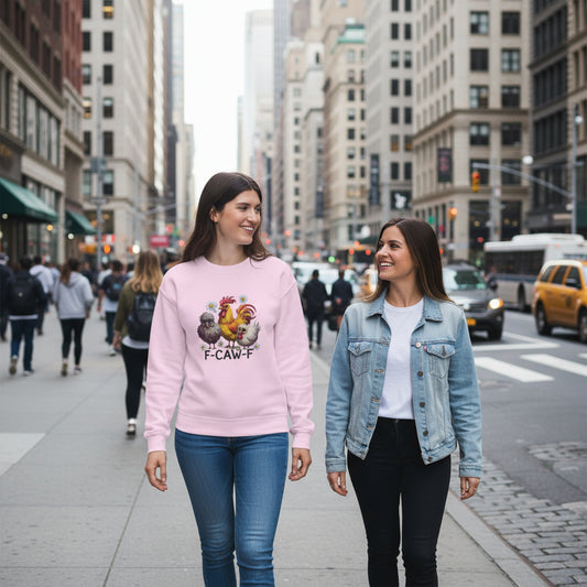 Funny Chicken Trio Sweatshirt "F-Caw-F" Crewneck Sweatshirt