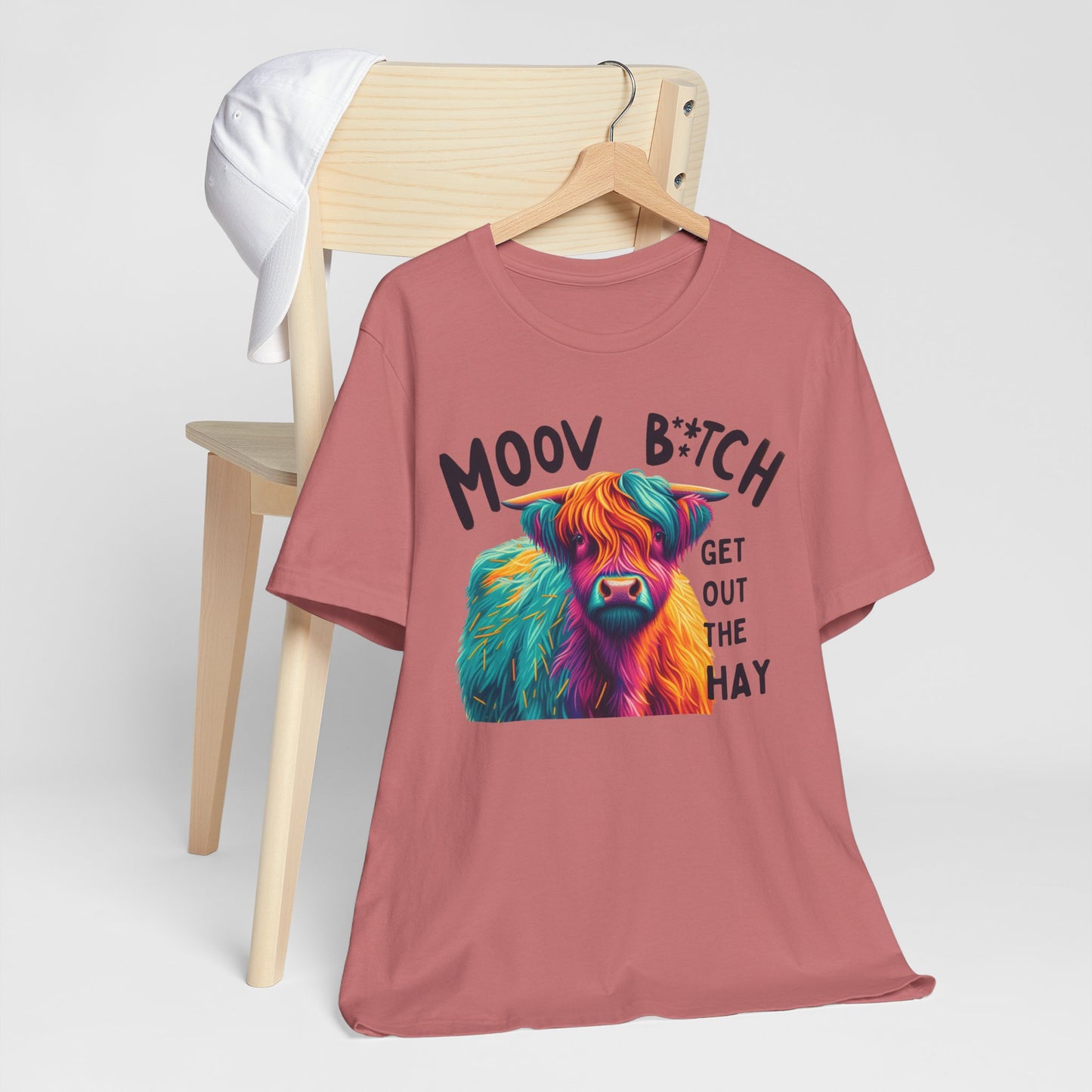 Colorful Cow Graphic Tee - "Moov B*tch, Get Out the Hay"