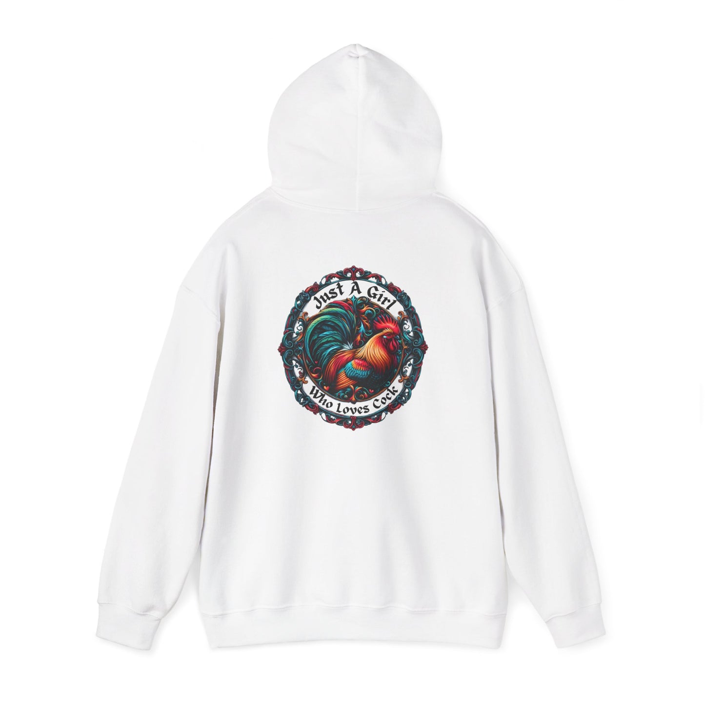 Just a Girl Colorful Rooster Design Heavy Blend™ Hoodie