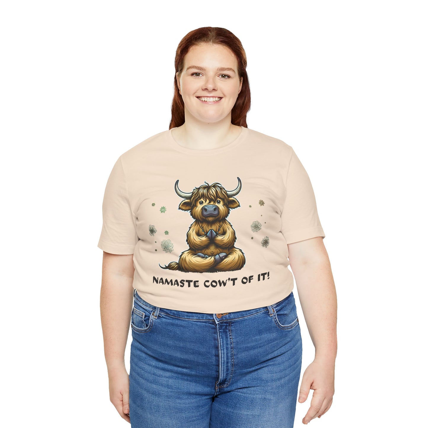 Namaste Cow Short Sleeve Tee - Relaxing Unisex Jersey T-Shirt