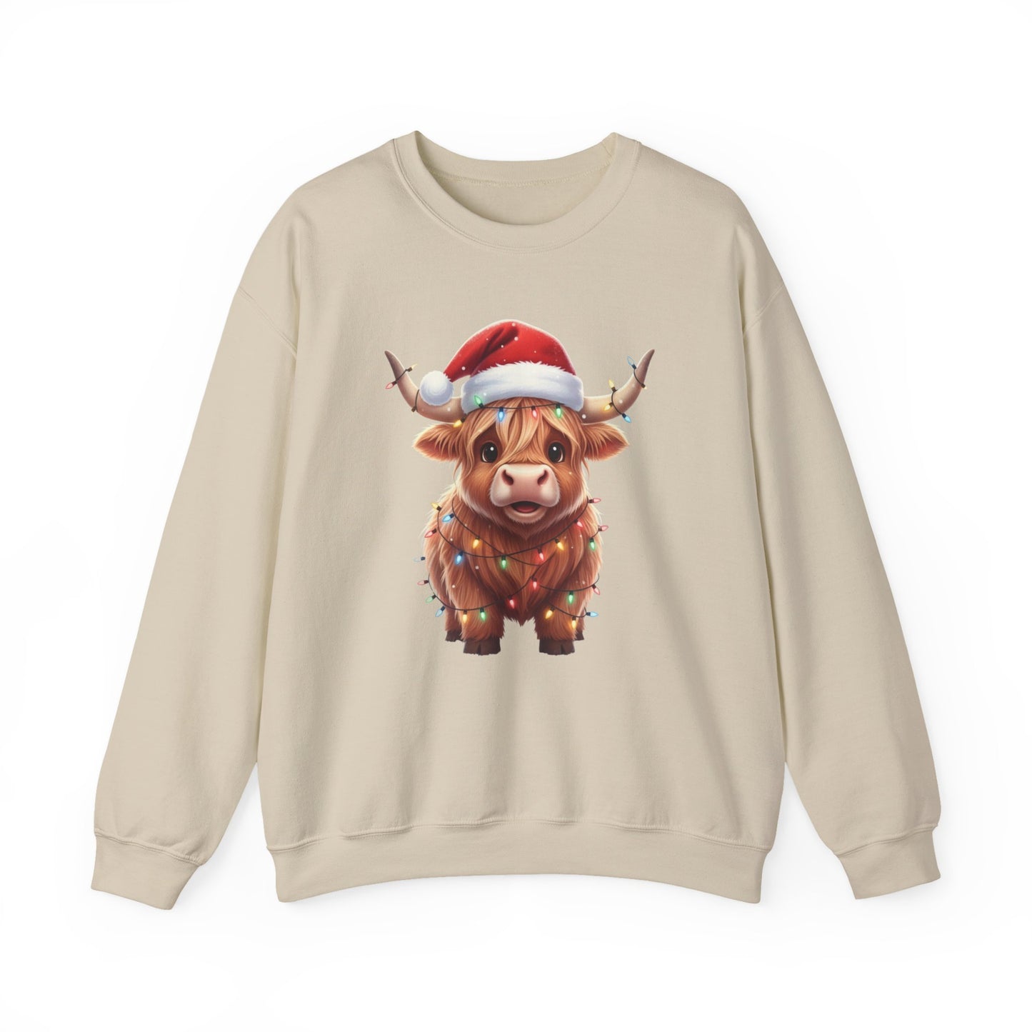 Festive Highland Cow Sweatshirt, Cute Christmas Crewneck, Cozy Winter Apparel, Holiday Gift, Unisex Sweatshirt, Animal Print Sweatshirt