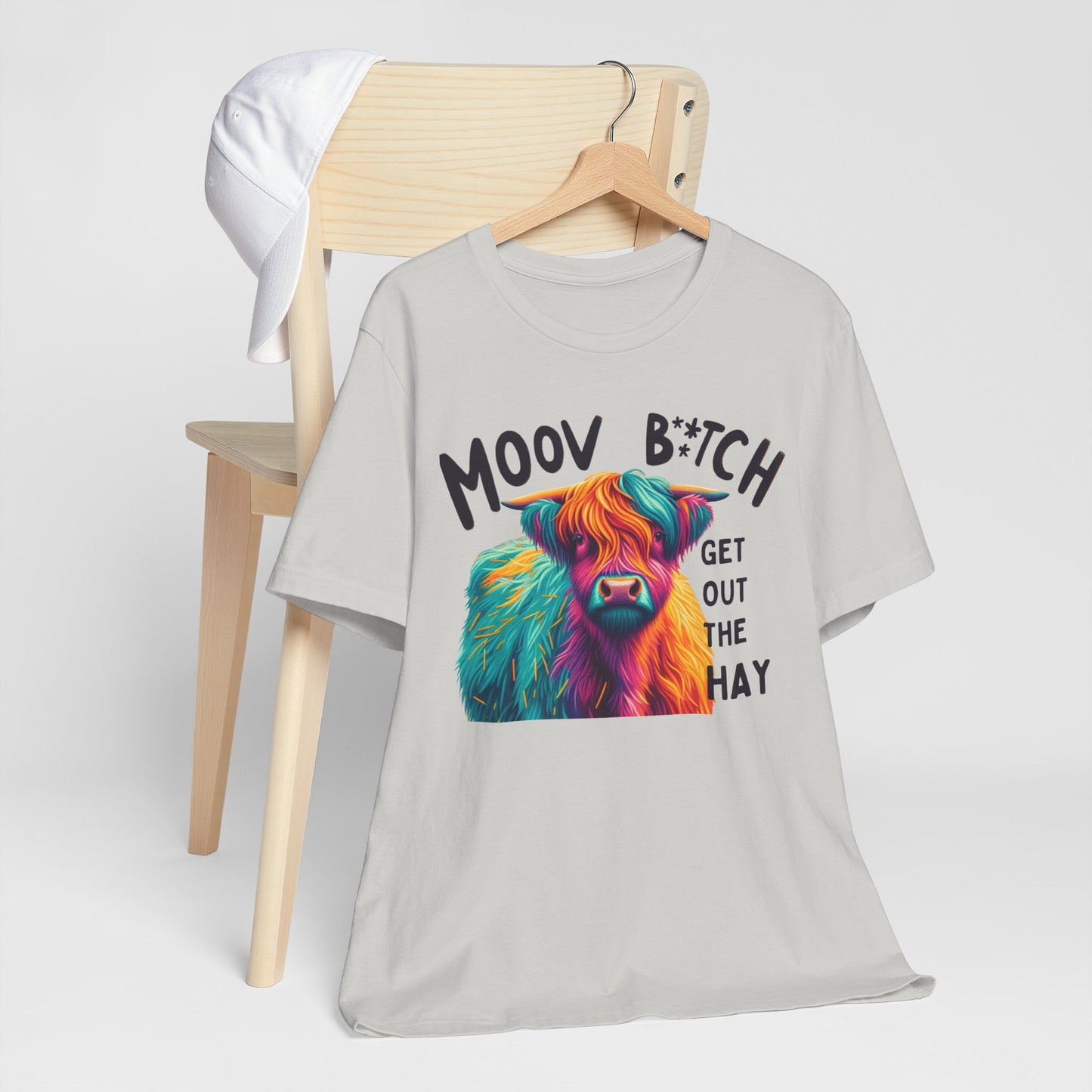 Colorful Cow Graphic Tee - "Moov B*tch, Get Out the Hay"