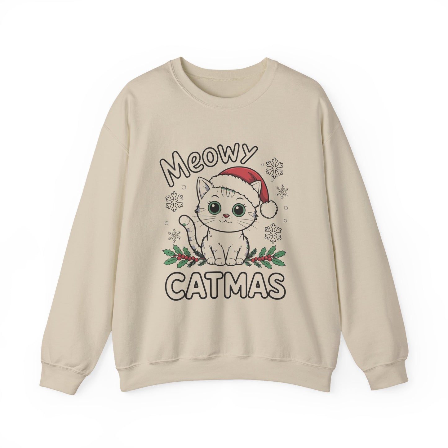 Meowy Catmas Sweatshirt, Cat Lover Gift, Holiday Crewneck, Cozy Winter Apparel, Funny Pet Sweatshirt, Christmas Sweater