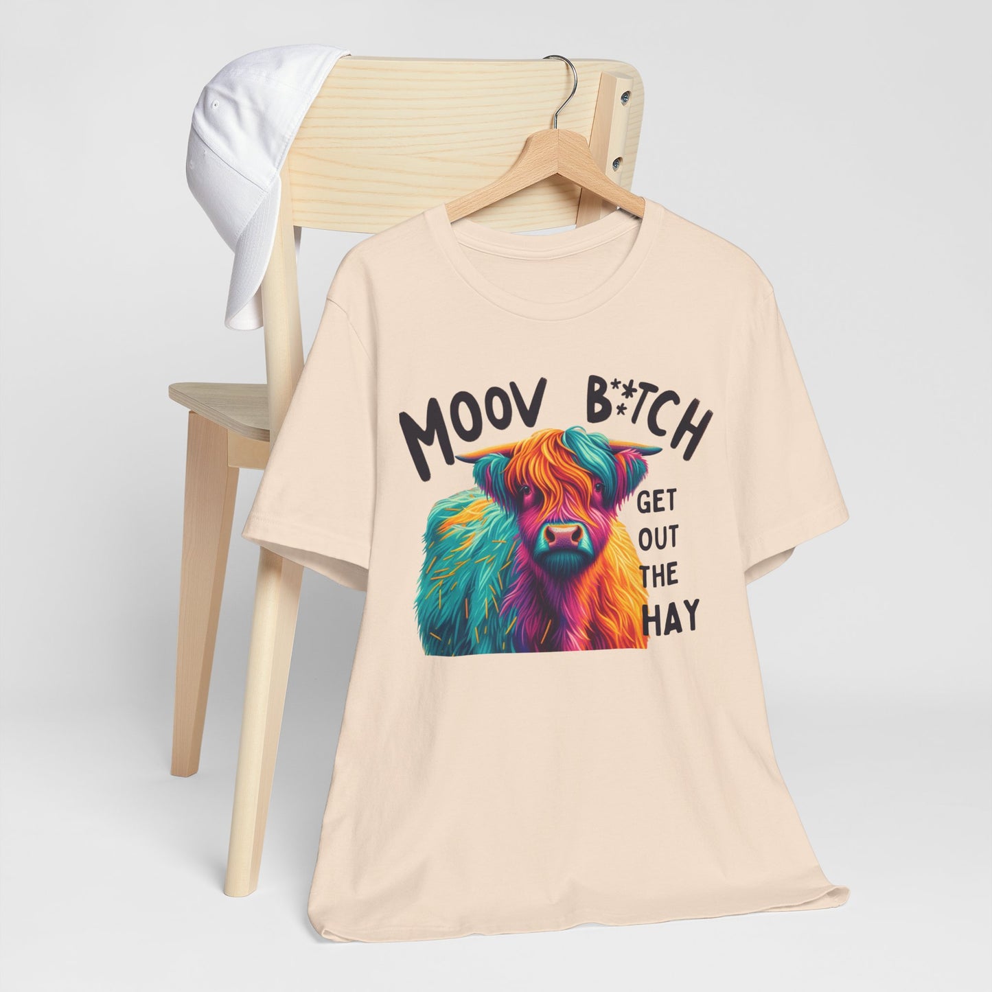 Colorful Cow Graphic Tee - "Moov B*tch, Get Out the Hay"