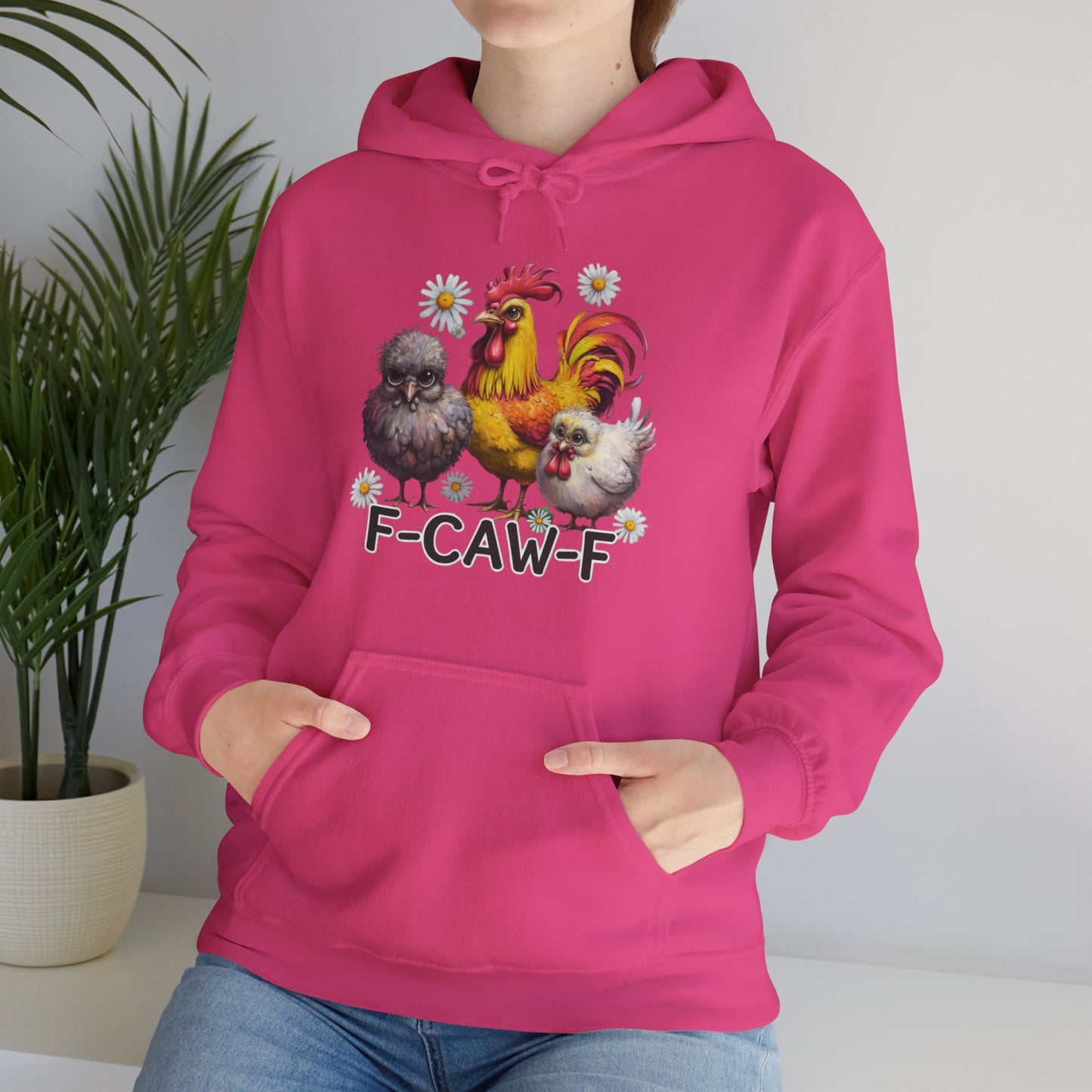 Rooster & Chick Funny F-CAW-F Hoodie — Cute Farm Chicken Sweatshirt