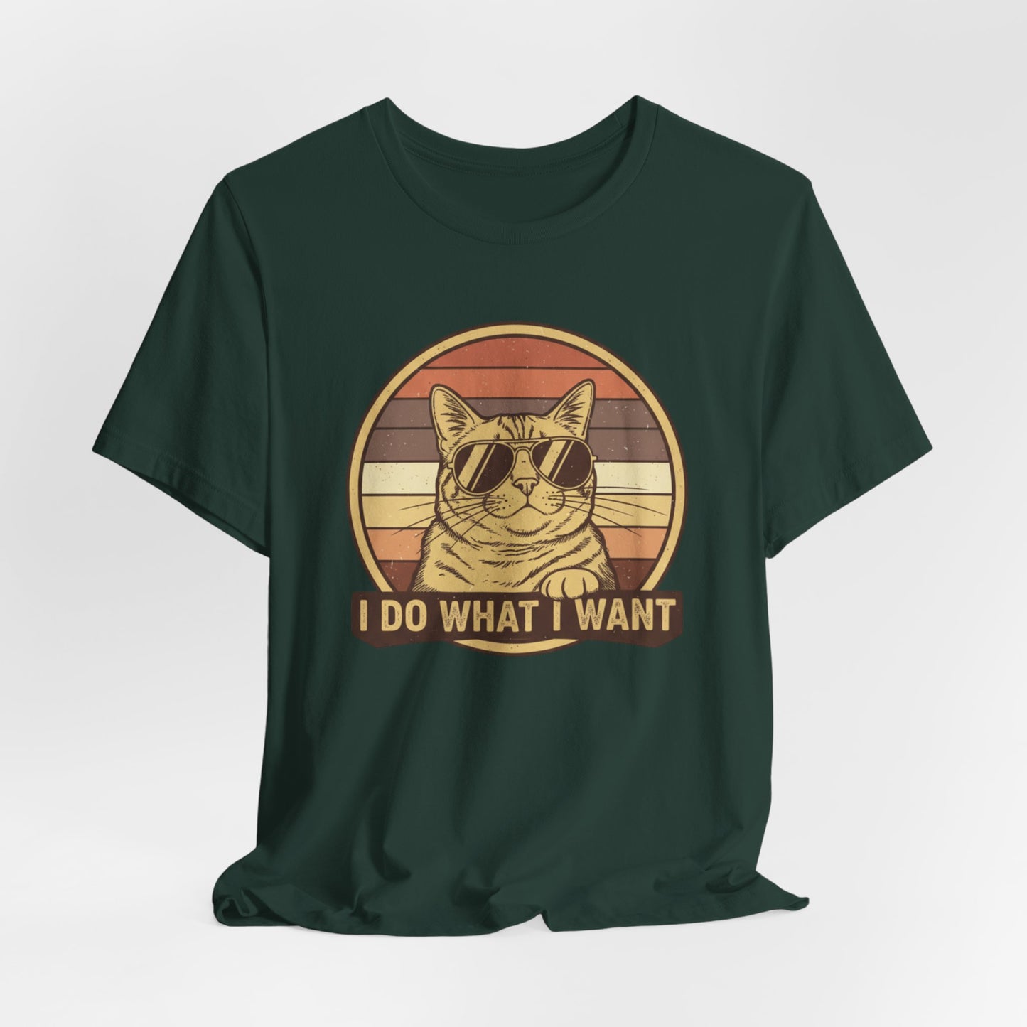 Retro Cat 'I Do What I Want' Tee — Funny Vintage Sunglasses Cat T-Shirt