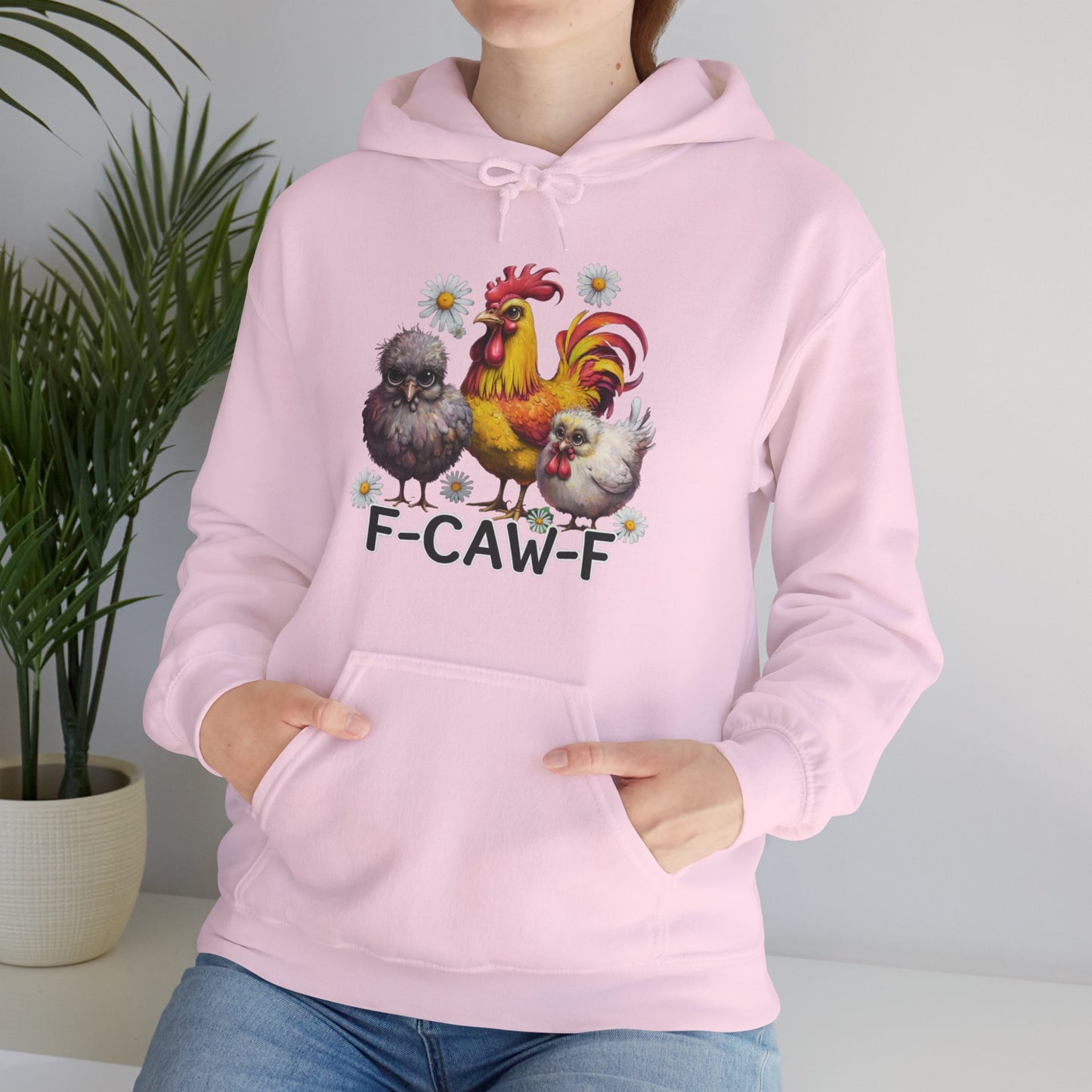 Rooster & Chick Funny F-CAW-F Hoodie — Cute Farm Chicken Sweatshirt