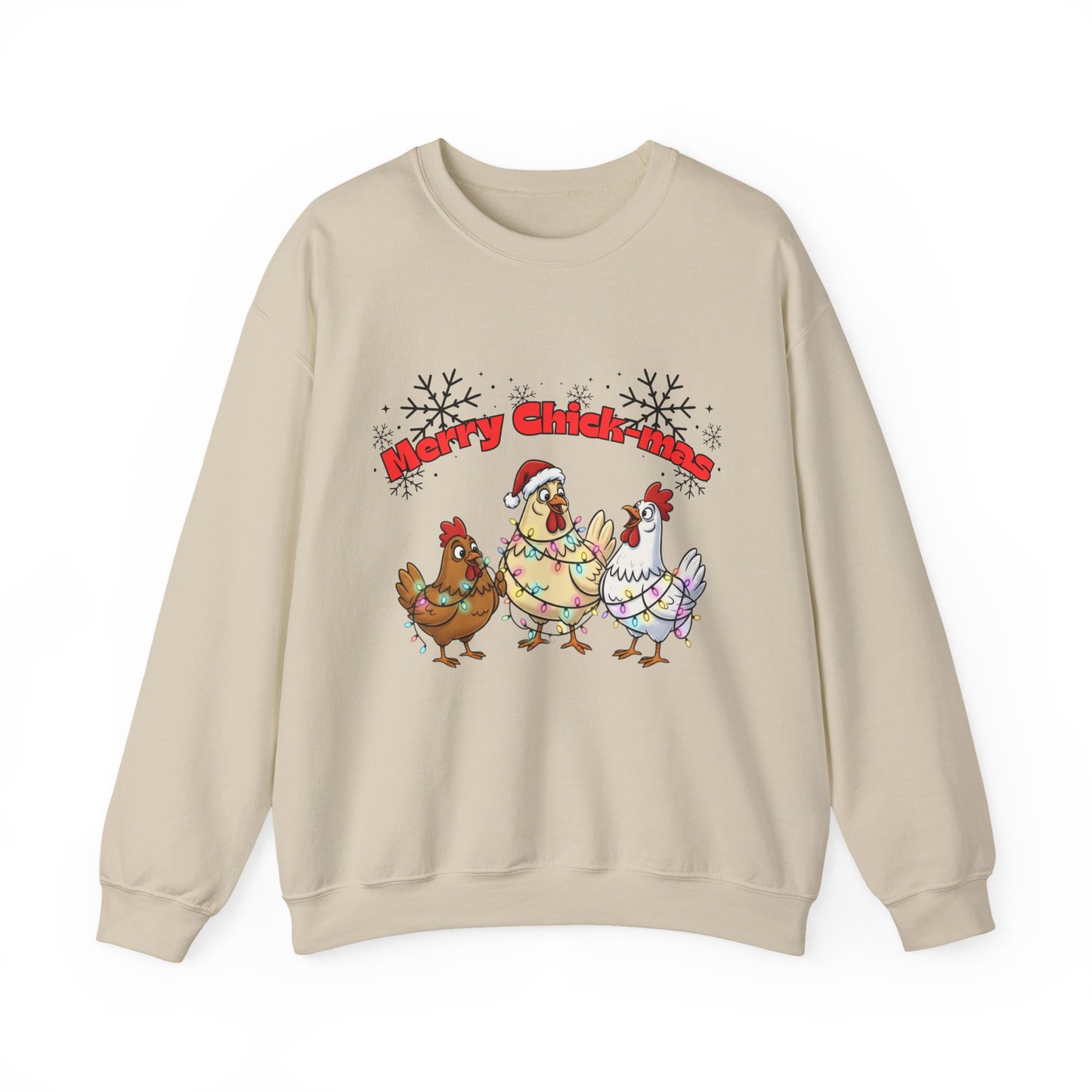 Merry Chickmas Sweatshirt, Unisex Holiday Pullover, Christmas Gift for Chicken Lovers, Cozy Winter Sweater, Funny Festive Apparel