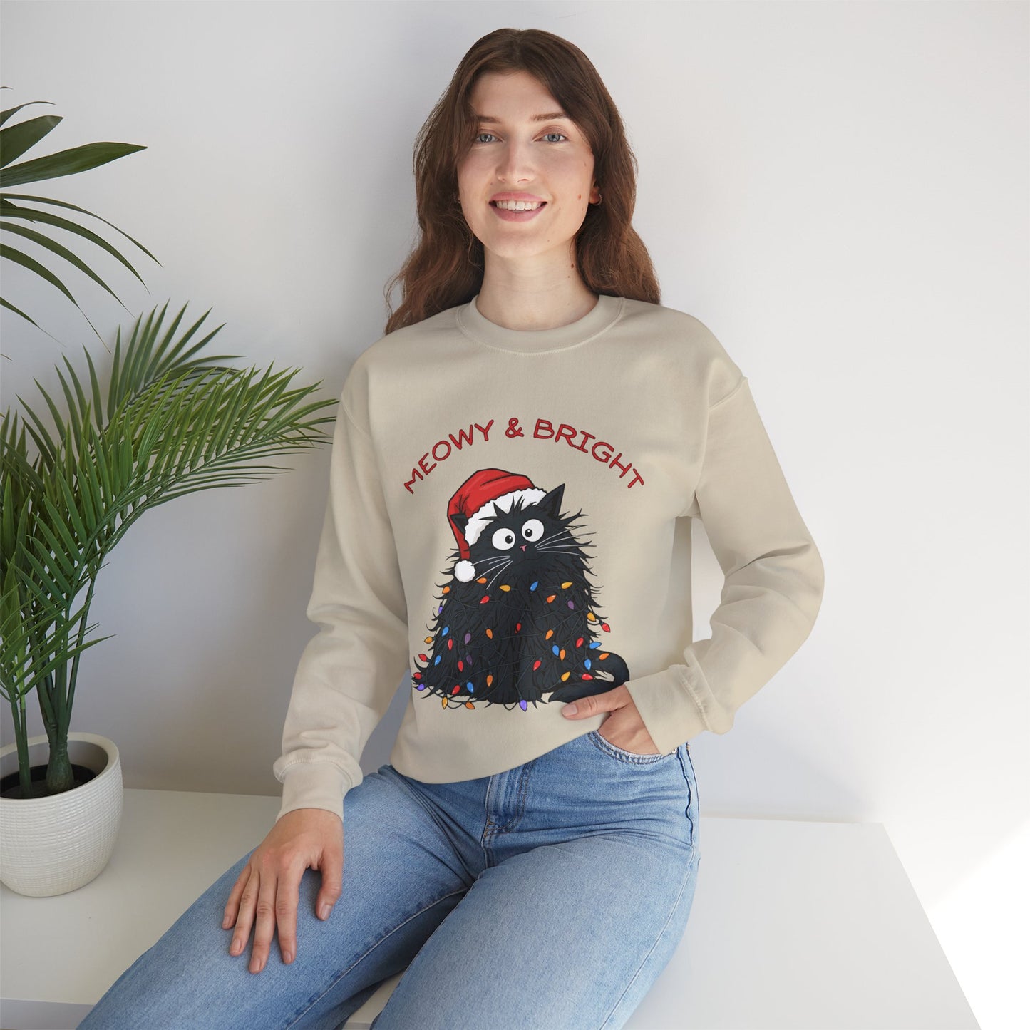 Meowy & Bright Cat Sweatshirt for Cozy Holidays, Unisex Crewneck Pullover, Festive Feline Sweater, Cute Gift for Cat Lovers, Ideal for [...]