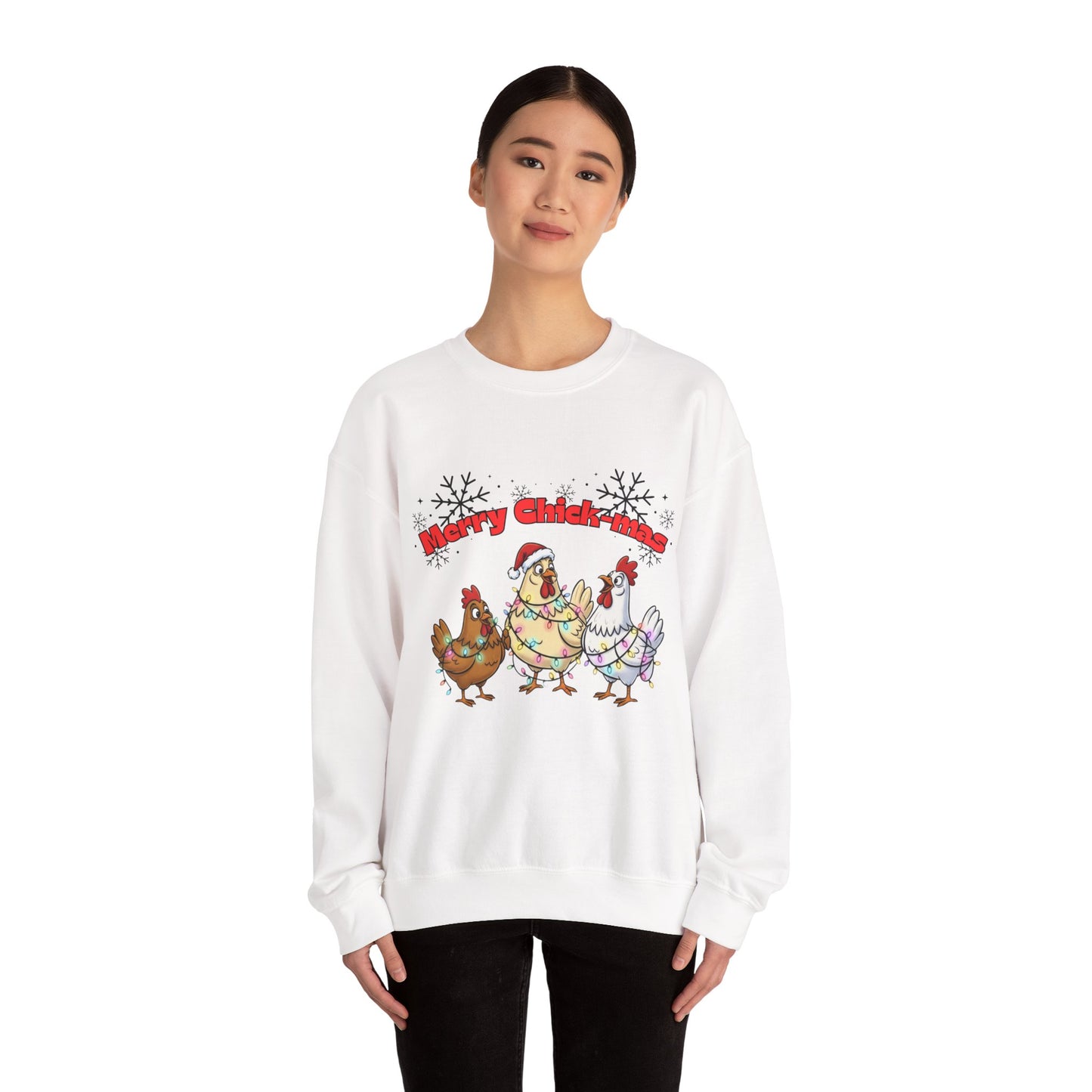 Merry Chickmas Sweatshirt, Unisex Holiday Pullover, Christmas Gift for Chicken Lovers, Cozy Winter Sweater, Funny Festive Apparel