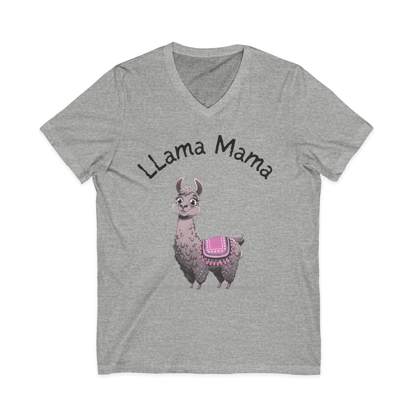 Llama Mama V-Neck Tee, Cute Animal T-Shirt, Mother's Day Gift, Funny Casual Top, Unique Gift for Mom