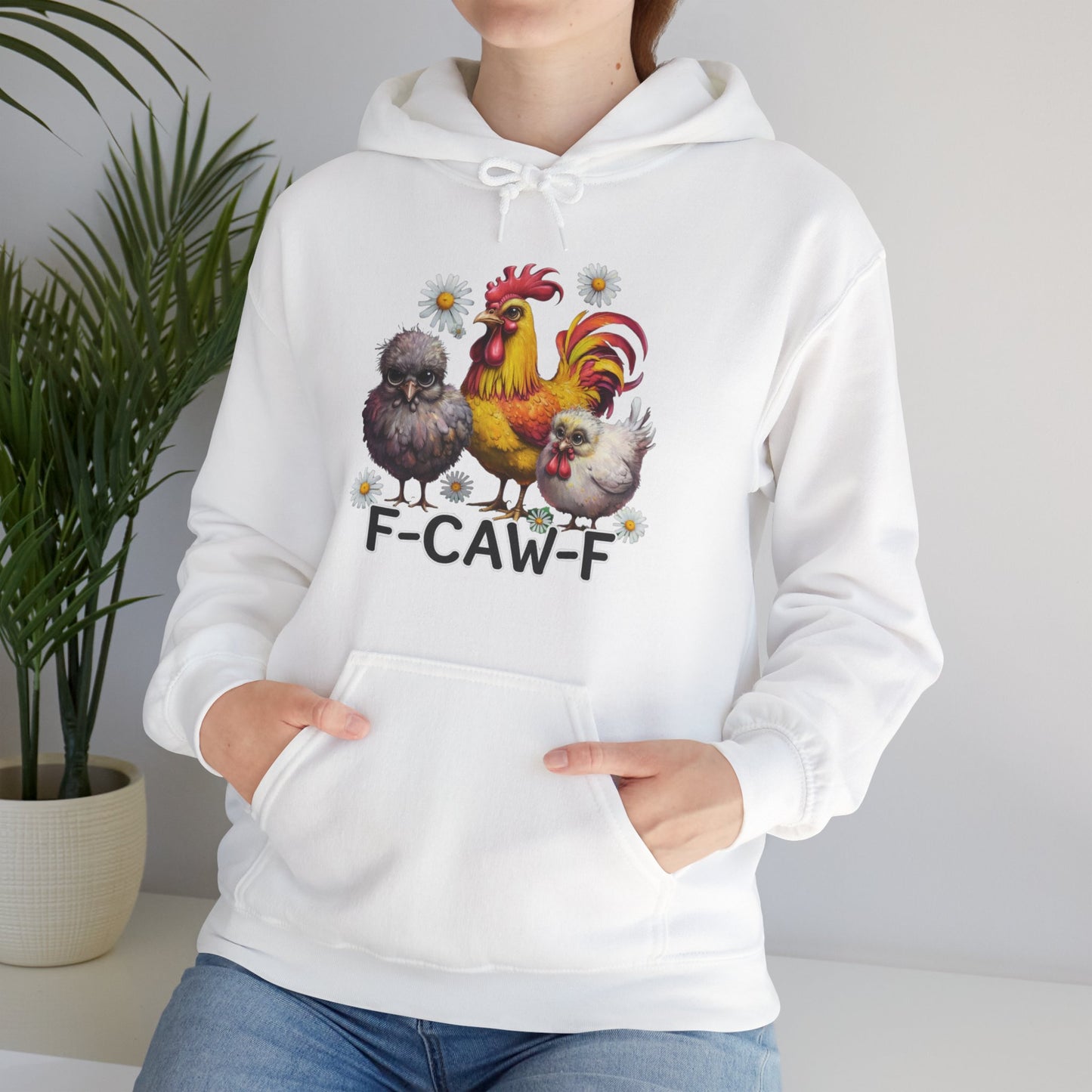 Rooster & Chick Funny F-CAW-F Hoodie — Cute Farm Chicken Sweatshirt