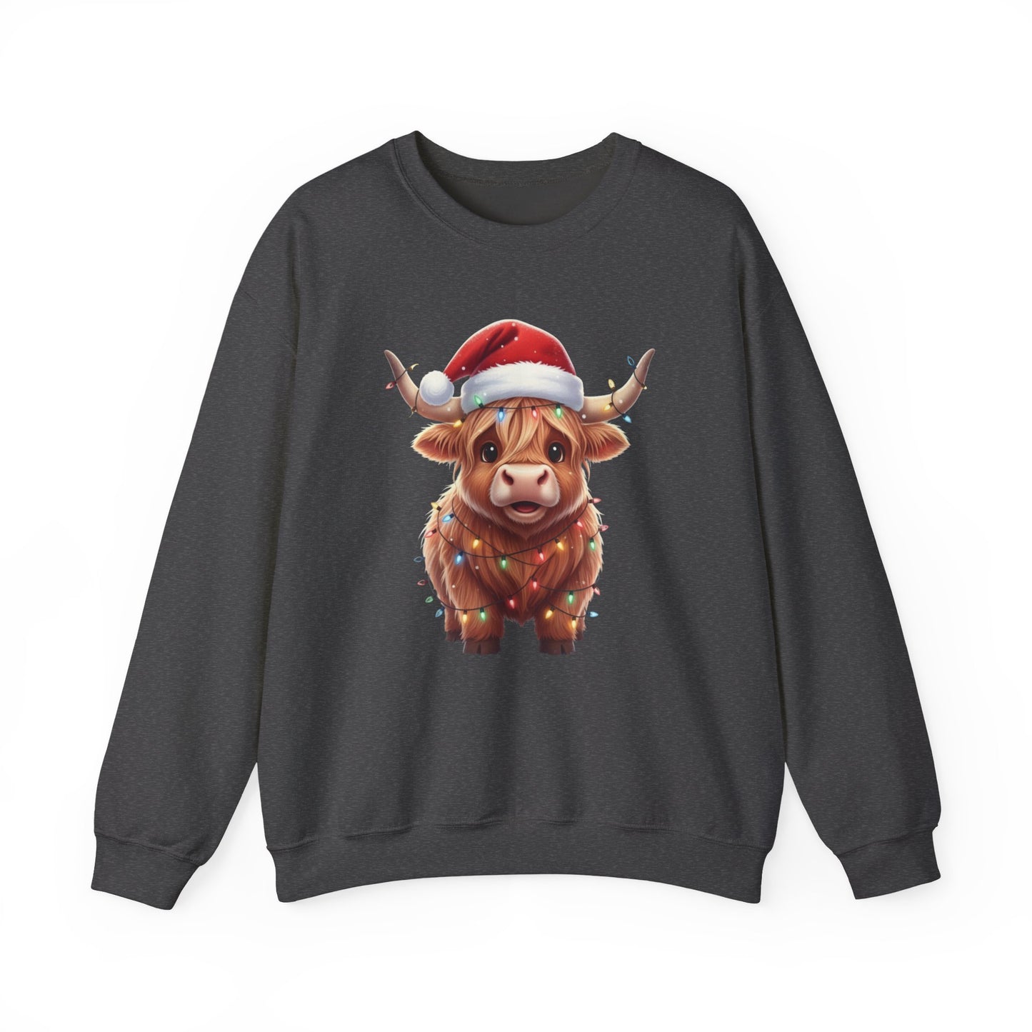 Festive Highland Cow Sweatshirt, Cute Christmas Crewneck, Cozy Winter Apparel, Holiday Gift, Unisex Sweatshirt, Animal Print Sweatshirt
