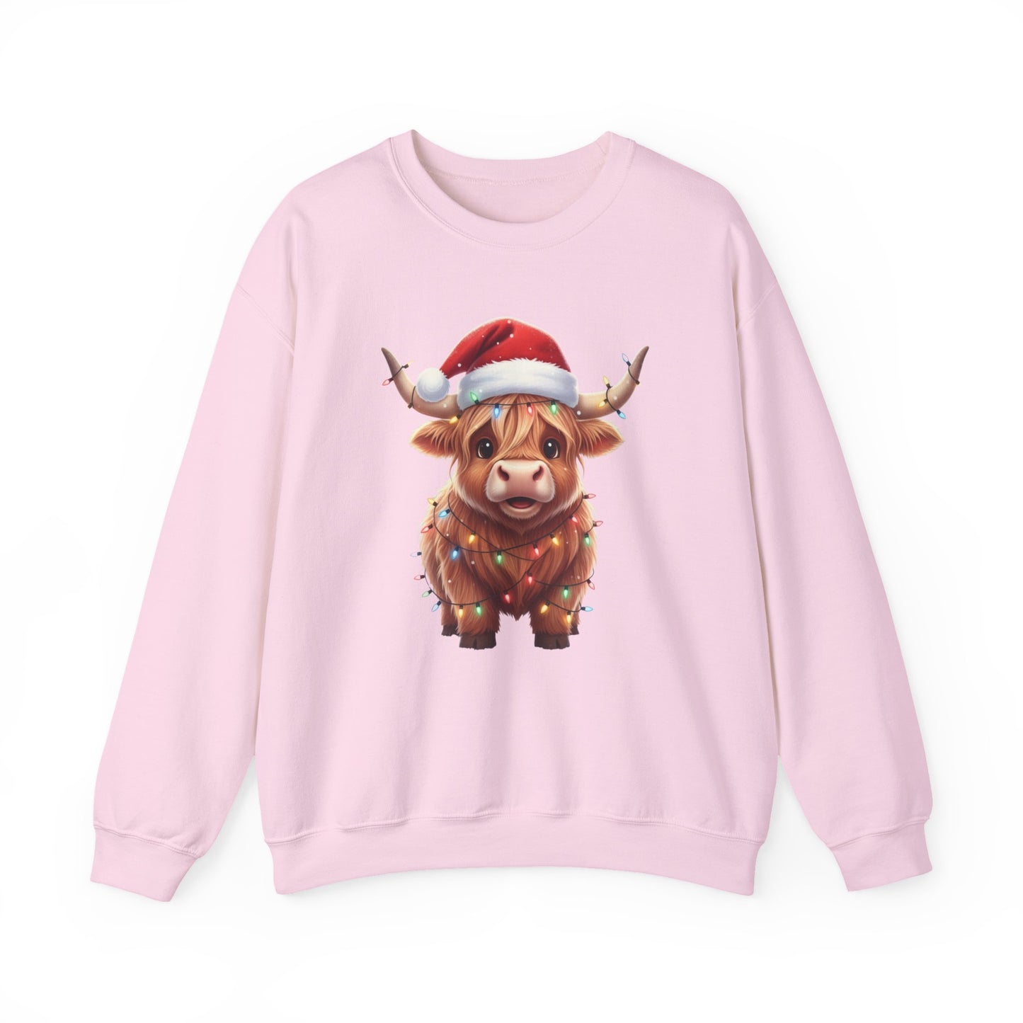 Festive Highland Cow Sweatshirt, Cute Christmas Crewneck, Cozy Winter Apparel, Holiday Gift, Unisex Sweatshirt, Animal Print Sweatshirt