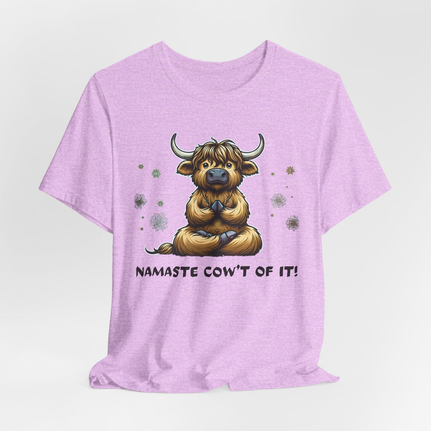 Namaste Cow Short Sleeve Tee - Relaxing Unisex Jersey T-Shirt