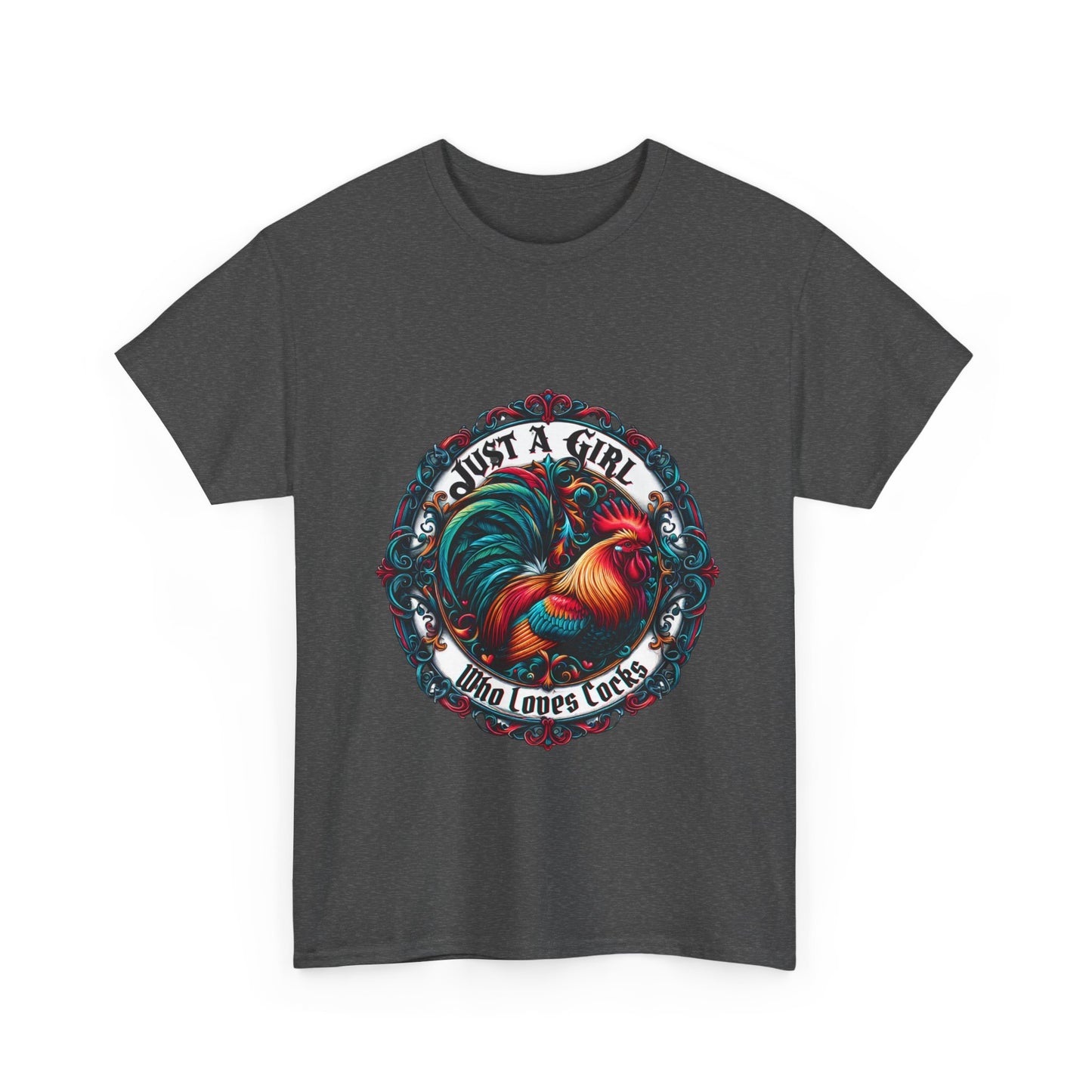 Just a Girl Who Loves "roosters?" T-Shirt, Fun Gift for Friends, Casual Wear, Birthday Gift, Unique Graphic Tee