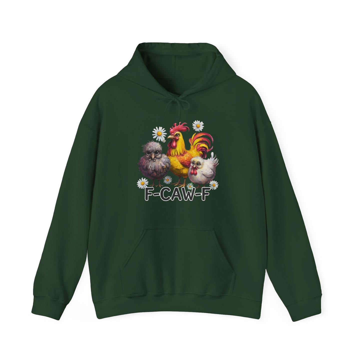 Rooster & Chick Funny F-CAW-F Hoodie — Cute Farm Chicken Sweatshirt