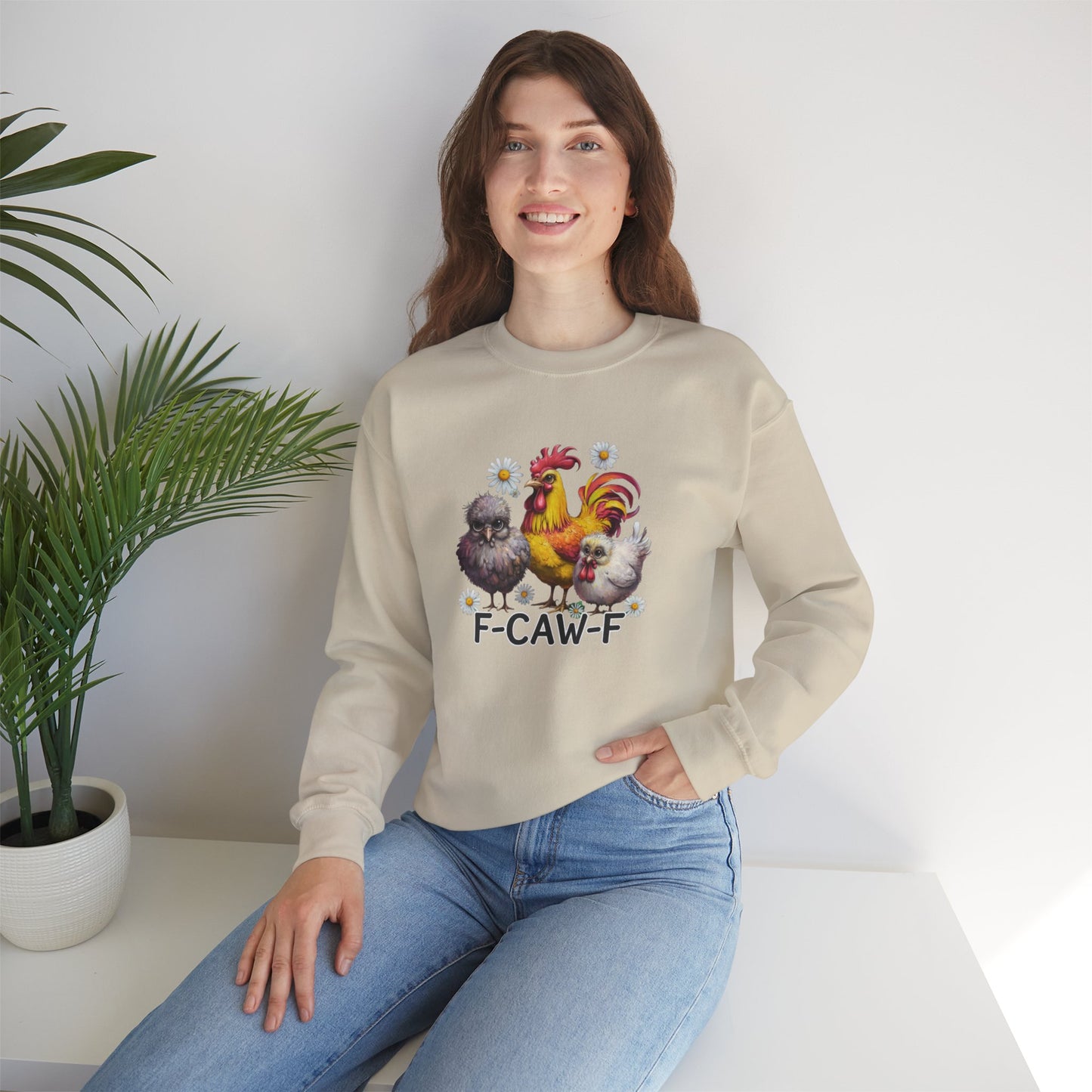 Funny Chicken Trio Sweatshirt "F-Caw-F" Crewneck Sweatshirt