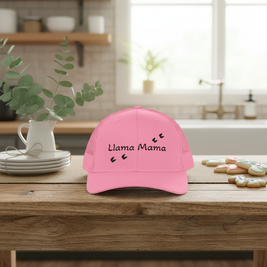 Llama Mama Snapback Trucker Cap, Funny Gift for Moms, Casual Everyday Wear, Adjustable Hat, Outdoor Adventures