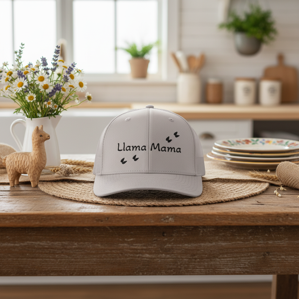 Llama Mama Snapback Trucker Cap, Funny Gift for Moms, Casual Everyday Wear, Adjustable Hat, Outdoor Adventures