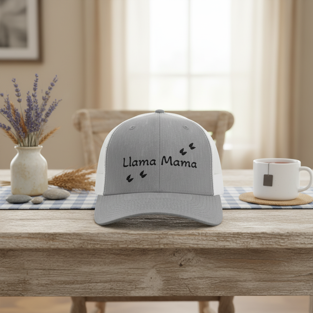 Llama Mama Snapback Trucker Cap, Funny Gift for Moms, Casual Everyday Wear, Adjustable Hat, Outdoor Adventures
